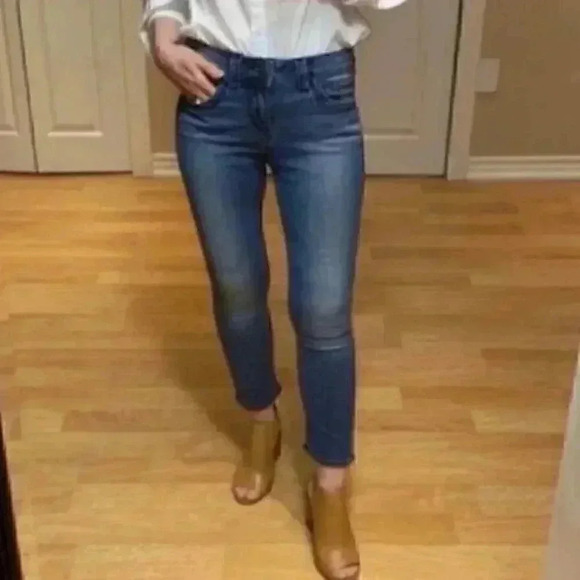 Silver Skinny Jeans Aiko High Capri Ankle Crop Mid Blue Denim Size 26 - Picture 12 of 16